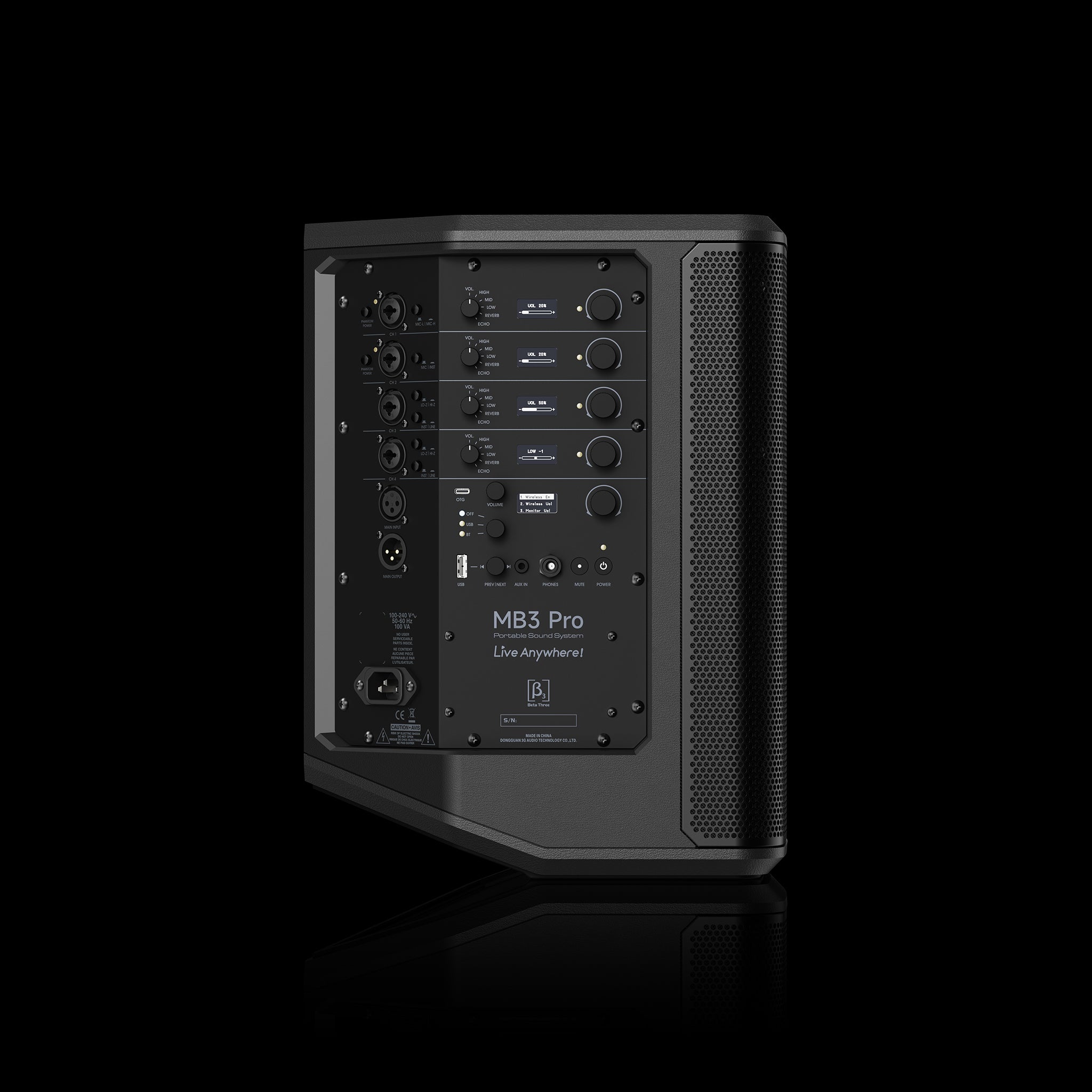 MB3 Magic Box Pro | 3-Way Battery-Powered Portable PA Speaker | 4-Channel Pro Mixer + SHARC DSP